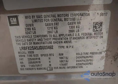 2018 Buick Envision Essence from USA, damaged, VIN LRBFX2SA5JD003492